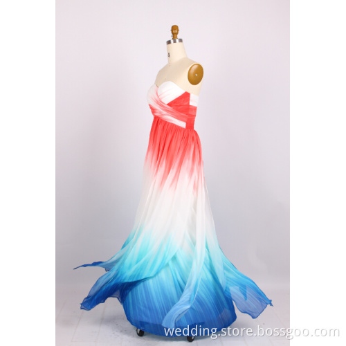 New Fashion Sweetheart A-Line Color gradient Chiffon Evening Dresses Floor-Length Evening Gowns